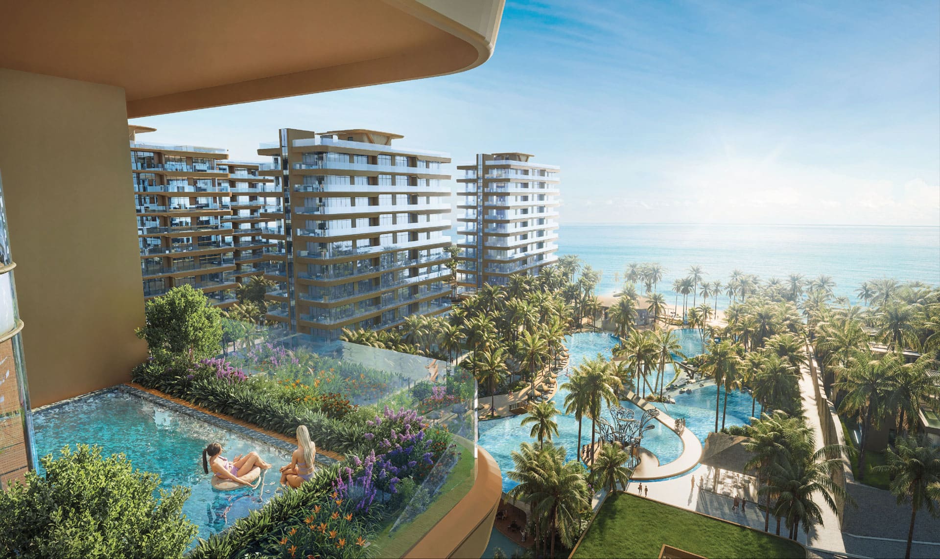 Không gian căn hộ du lịch Sunshine Bay Retreat mang đậm chất nghỉ dưỡng hạng sang, nơi
