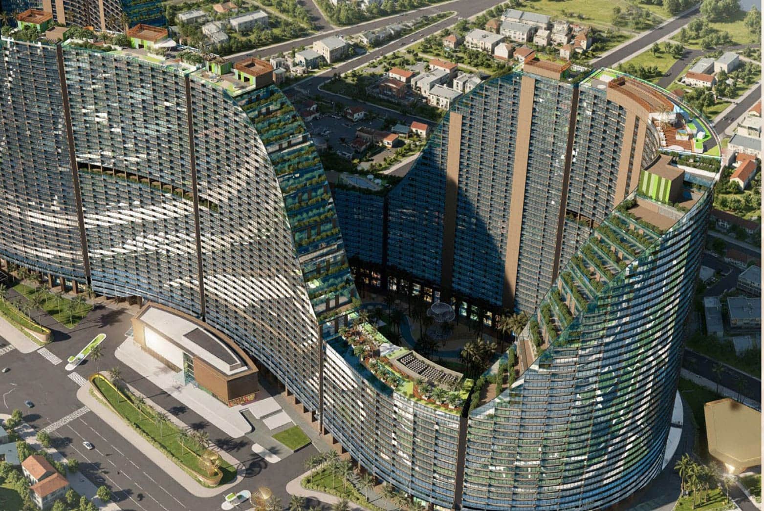 Noble Crystal Riverside mở ra vườn treo Babylon như ốc đảo xanh giữa tầng cao, nơi thiên nhiên thuần khiết và cảm hứng nghỉ dưỡng hòa quyện trong từng nhịp thở.